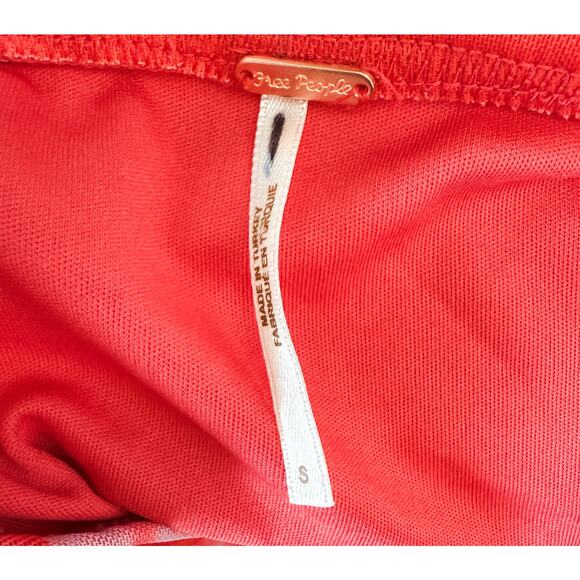 Free People Ruched Mesh Slit Maxi Skirt Red Size Small Y2K Indie Sleaze Festival - Picture 8 of 9